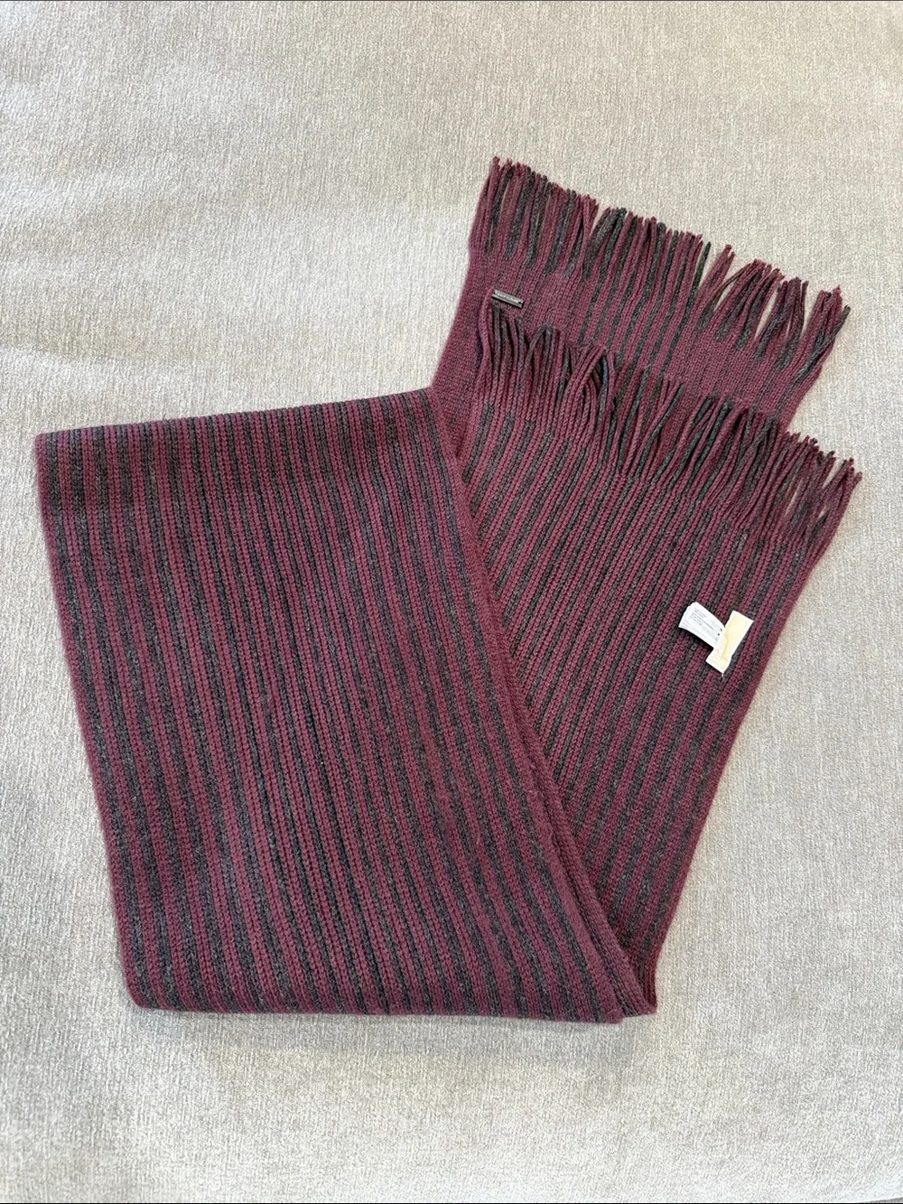 Michael Kors Knit Scarf in Burgundy and Charcoal